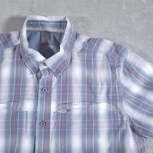 Carhartt Shirt Mens L Force Relaxed Fit Outdoor Vented Button Down Short Sleeve